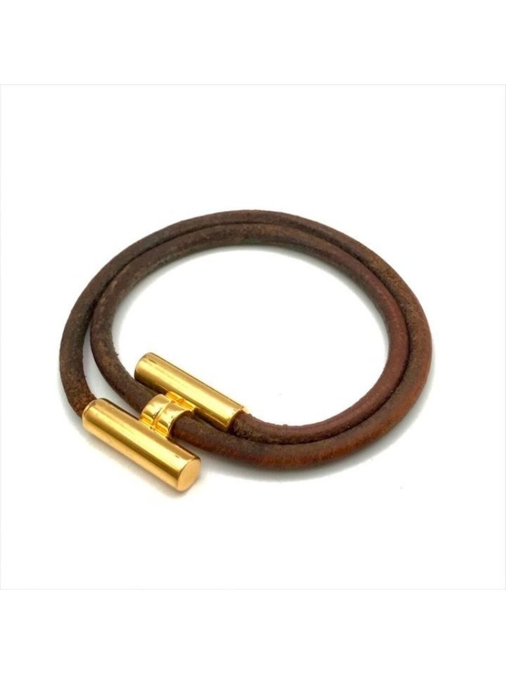 Hermes Tournis Bangle Bracelet Leather Gold